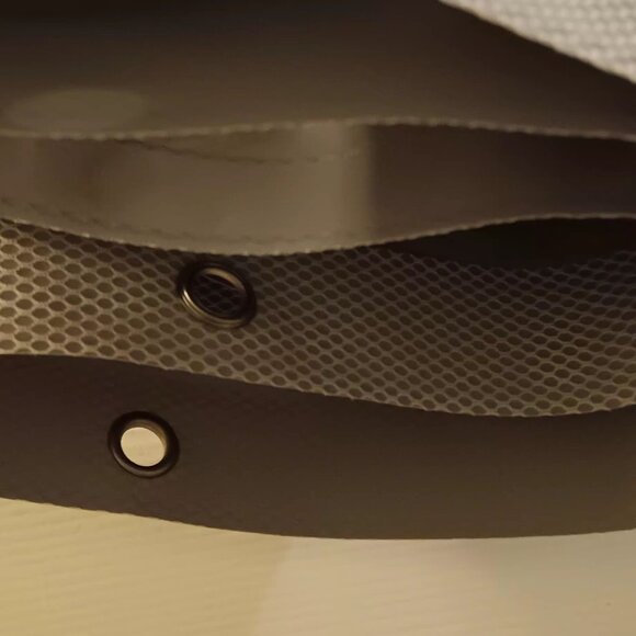 7 pc Gray Shower Curtain Set, Rings,  Magnetic Liner 2 rugs set - Picture 12 of 14